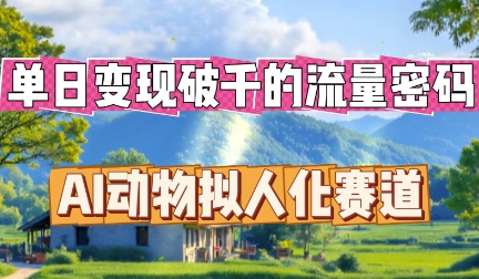 单日变现破k的流量密码，AI动物拟人化赛道-创业资源:轻创终点站-刀客联盟
