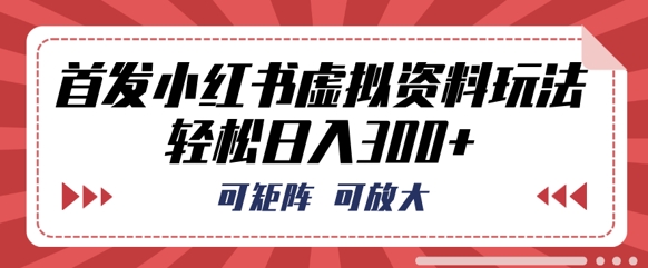 首发小红书虚拟资料玩法，可矩阵，可放大，轻松日入3张-创业资源:轻创终点站-刀客联盟