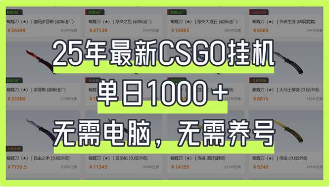 （14178期）25年最新CSGO挂机系统，单日1000+，无需电脑，无需养号，0基础可上手-创业资源:轻创终点站-刀客联盟