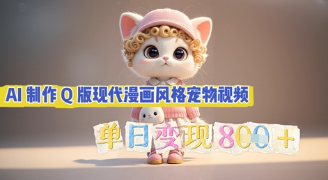 AI制作Q版现代漫画风格宠物视频，单日变现几张-创业资源:轻创终点站-刀客联盟
