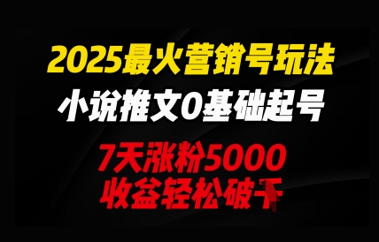 2025最火营销号玩法：小说推文0基础起号，7天涨粉5000，收益轻松破k-创业资源:轻创终点站-刀客联盟