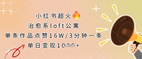 小红书超火的治愈系loft公寓,单条作品点赞16W,3分钟一条,单日变现数张-创业资源:轻创终点站-刀客联盟