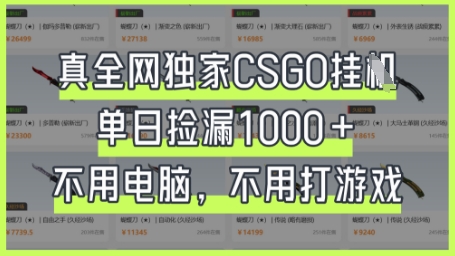 真全网独家CSGO挂G,单日捡漏1k+【揭秘】-创业资源:轻创终点站-刀客联盟
