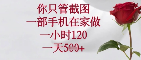 你只管截图，一部手机在家操作，一小时120.一天5张【揭秘】-创业资源:轻创终点站-刀客联盟
