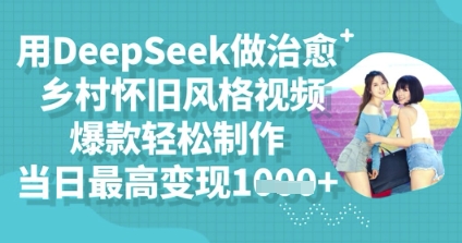 用DeepSeek做治愈乡村怀旧风格视频,爆款轻松制作,当日最高变现多张-创业资源:轻创终点站-刀客联盟