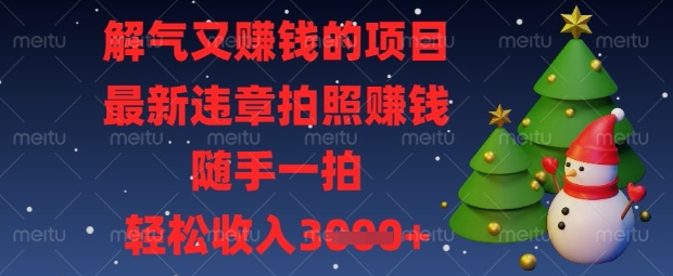 解气又挣钱的项目，最新违章拍照挣钱，随手一拍，轻松收入数张【揭秘】-创业资源:轻创终点站-刀客联盟
